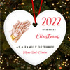 Our First As 3 Hands Heart Personalised Christmas Tree Ornament Decoration