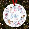 Little Sister Pink Winter Wreath Personalised Christmas Tree Ornament Decoration