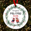 Mr & Mrs Couple Mice Wreath Personalised Christmas Tree Ornament Decoration