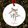 Pink Girl Ice Skating Round Personalised Christmas Tree Ornament Decoration