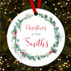 At The Family Name Wreath Round Personalised Christmas Tree Ornament Decoration