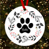 Dog Paw Floral Wreath Round Personalised Christmas Tree Ornament Decoration