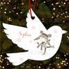 Pink Girl Skating Robin Bauble Personalised Christmas Tree Ornament Decoration