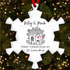 First Red Heart Home Snowflake Personalised Christmas Tree Ornament Decoration