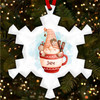 Gnome Sitting In Cup Snowflake Personalised Christmas Tree Ornament Decoration