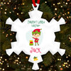 Brown Hair Boy Elf Snowflakes Personalised Christmas Tree Ornament Decoration