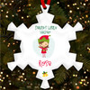Brown Hair Girl Elf Snowflake Personalised Christmas Tree Ornament Decoration
