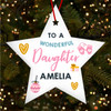 Daughter Girly Pink Blue Star Personalised Christmas Tree Ornament Decoration