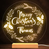 Christmas Floral Wreath Family Round Name Personalised Gift Lamp Night Light