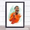 Virgil van Dijk Netherlands Football Player Watercolour Wall Art Print