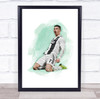 Footballer Cristiano Ronaldo Football Player Watercolour Wall Art Print