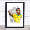 Footballer Rodrygo Brazil Football Player Watercolour Wall Art Print