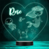 Cute Mermaid With Sea Animals Heart Personalised Gift Any Colour LED Night Light