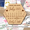 Calendar Hexagon Personalised Wood Wedding Save The Date Magnets & Backing Cards