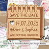 Wall Calendar Personalised Wooden Wedding Save The Date Magnets & Backing Cards
