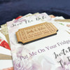 Ticket Style Personalised Wooden Wedding Save The Date Magnets & Backing Cards