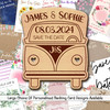 VW Campervan Personalised Wooden Wedding Save The Date Magnets & Backing Cards