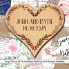 Heart Wreath Leaves Wooden Wedding Save The Date Magnets & Backing Cards