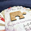 Jigsaw Puzzle Piece Wooden Wedding Save The Date Magnets & Backing Cards