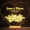 Flower Arrangement Heart Engagement Personalised Gift Warm Lamp Night Light