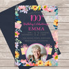 100th Or Any Age Photo Pink Floral Acrylic Clear Birthday Party Invitations