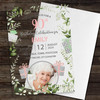 90th Or Any Age Photo Green Floral Acrylic Clear Birthday Party Invitations