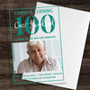 100th Or Any Age Photo Green Acrylic Transparent Birthday Party Invitations