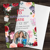 18th Or Any Age Photo Red Pink Floral Acrylic Clear Birthday Party Invitations