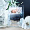 Photo Deco Frame Blue Acrylic Clear Transparent Luxury Christening Invitations
