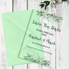 Green Leaves Leaf Acrylic Clear Transparent Wedding Save The Date Invite Cards