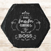 Hexagon Slate Mum The Boss Mother's Day Doodles Gift Personalised Coaster