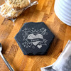 Hexagon Slate Angel Crown Sparkles Valentine's Day Gift Personalised Coaster