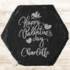 Hexagon Slate Cute Cupid Happy Valentine's Day Gift Personalised Coaster