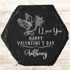 Hexagon Slate Dove Roses Valentine's Love Letter Gift Personalised Coaster