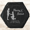 Hexagon Slate Engagement Date Proposal Gay Couple Gift Personalised Coaster