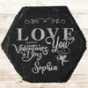 Hexagon Slate Love You Happy Valentine's Day Cupid Gift Personalised Coaster