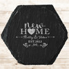 Hexagon Slate New Home Couple Pretty Swirls Heart Gift Personalised Coaster