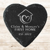 Heart Slate Couple Family First New Home Doodle Gift Personalised Coaster
