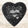 Heart Slate Angel Crown Sparkles Valentine's Day Gift Personalised Coaster