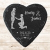 Heart Slate Engagement Proposal Gay Couple Silhouette Gift Personalised Coaster