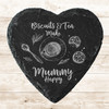 Heart Slate Biscuits Tea Happy Mummy Mother's Day Gift Personalised Coaster
