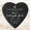 Heart Slate Our First New Home Little House Address Gift Personalised Coaster