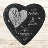 Heart Slate She Said Yes Engagement Date Doodles Gift Personalised Coaster