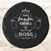 Round Slate This Mum Is The Boss Mother's Day Doodles Gift Personalised Coaster