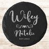 Round Slate Wifey Swirls Heart Wedding Day Newlyweds Gift Personalised Coaster