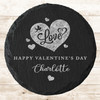 Round Slate Love Cupid Hearts Happy Valentine's Day Gift Personalised Coaster