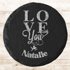 Round Slate Love You Happy Valentine's Day Cupid Gift Personalised Coaster