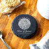 Round Slate Our New Home Floral Couple Names Address Gift Personalised Coaster