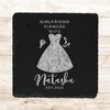 Square Slate Wife Wedding Day Dress Floral Bouquet Gift Personalised Coaster