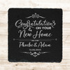 Square Slate Congratulations On Your New Home Hearts Gift Personalised Coaster